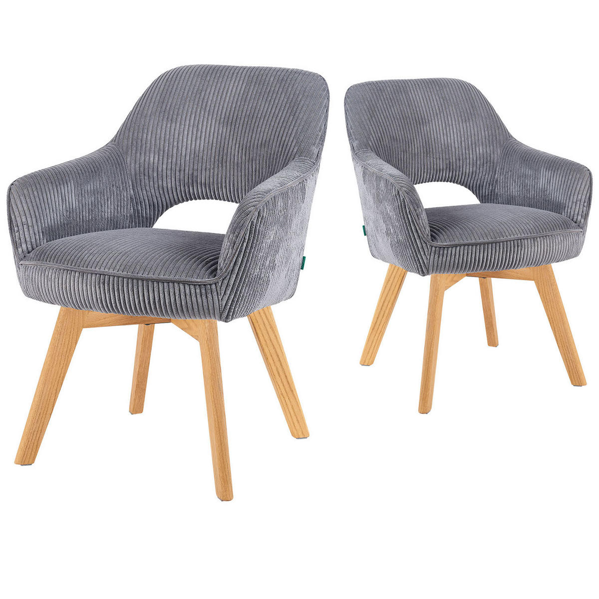 DREHSTUHL Mika-Mara - Honigeiche/Grau, Eichenholz/Holz (60/87/65cm) - DUBI Möbel