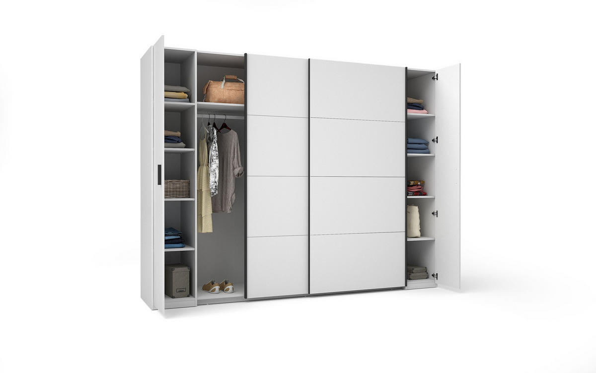 KLEIDERSCHRANK Weiß, Schwarz 270/208/61 - Schwarz/Weiß, Holzwerkstoff (270/208/61cm) - RAUMHIRSCH FURNITURE