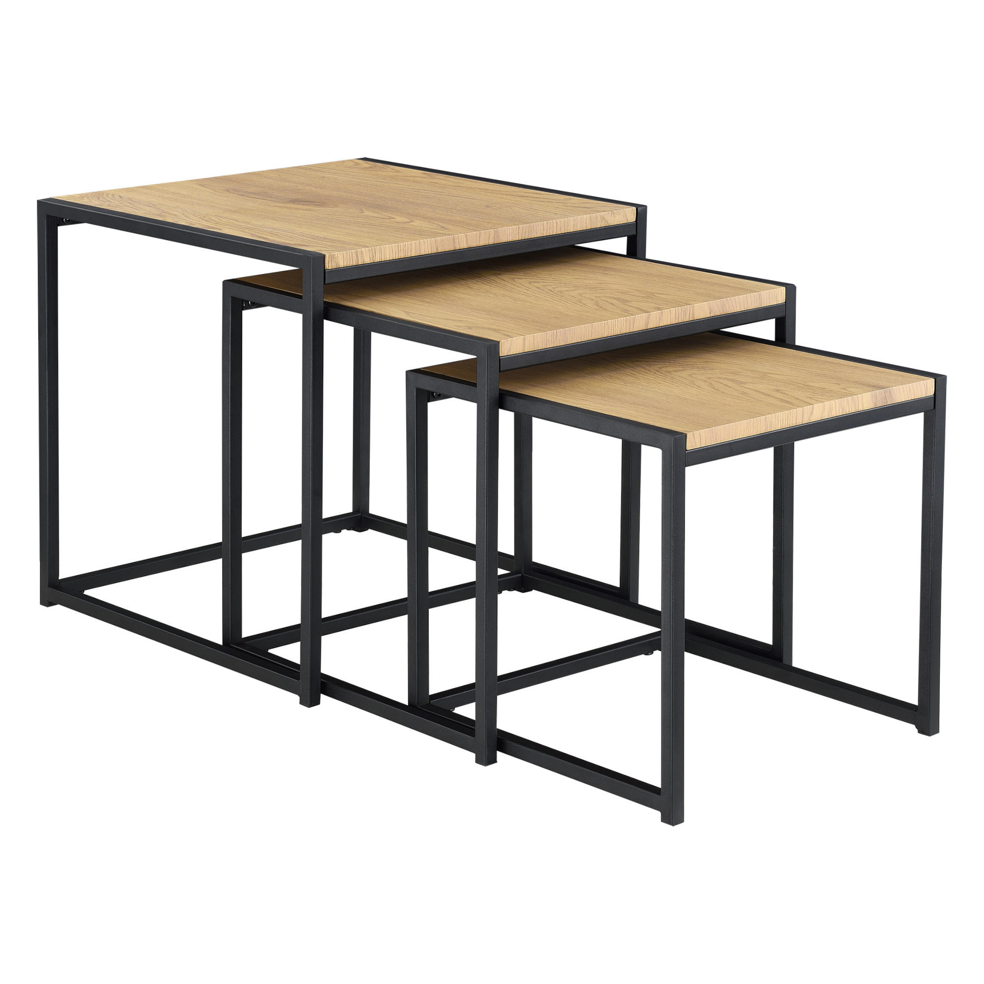 BEISTELLTISCH Ringsaker 3er Set - Eichefarben, Holzwerkstoff (35/35/35cm) - [en.casa]