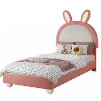 KINDERBETT Polsterbett 90/200 cm aus PU mit LED-Lichtleiste und Hasen-Kopfteil Rosa/Weiß - Weiß, Kunststoff (90/200cm) - Modenvie