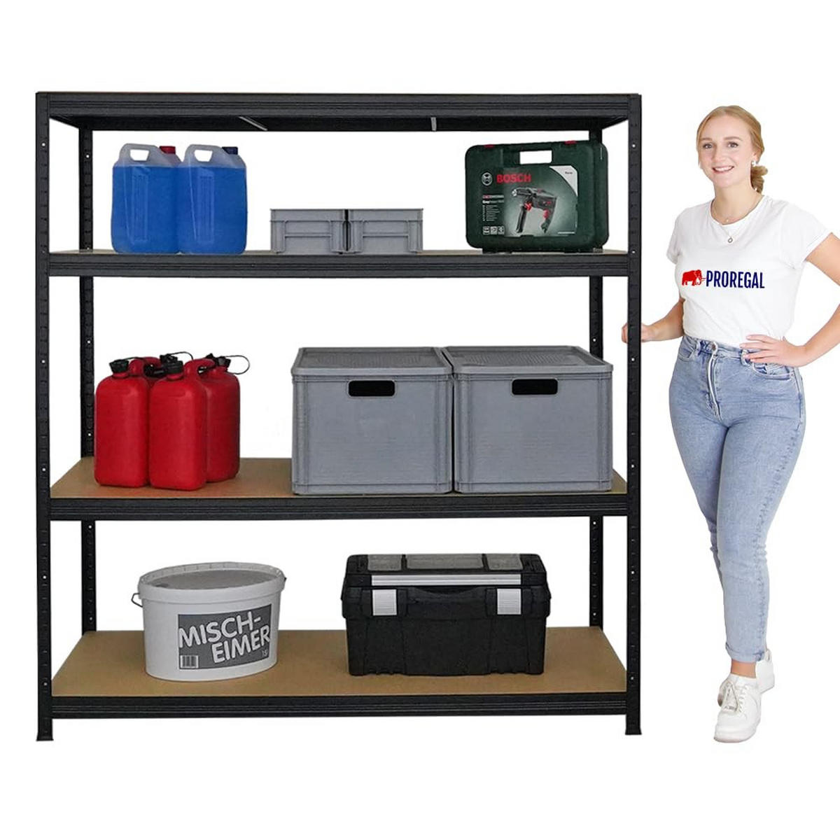 SCHWERLASTREGAL Giant Elephant 2er-Set mit 2x 160x150x60 cm Fachlast 200 kg Schwarz - Schwarz, Metall (300/160/60cm) - PROREGAL