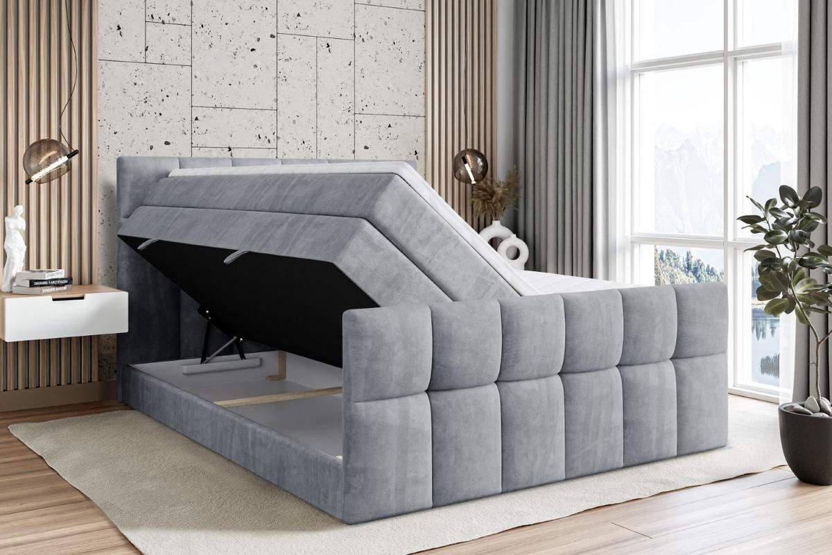 BOXSPRINGBETT RICAR-Z KING - 120 x 200 - H3/H4 - Grau - Grau, Holzwerkstoff (120/200cm) - ALTDECOR