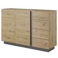 SIDEBOARD ANDEBU KOM3 ABS-Kante Eiche Eiche - Eichefarben/Braun, Glas/Holzwerkstoff (138/91/40cm) - Komodee
