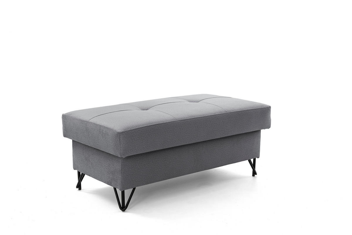 POUF JUNIOR 105x55 cm Velours Dunkelgrau - Dunkelgrau/Schwarz, Holz/Textil (105/43/55cm) - Muffo