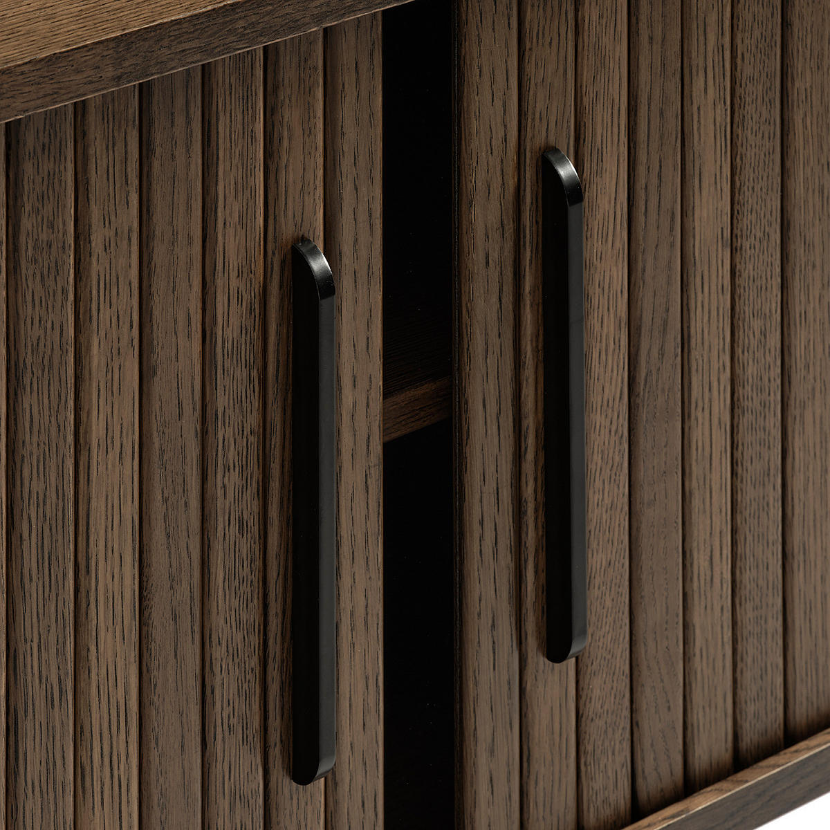 LOWBOARD - 120cm - Echtholzfurnier - Eichefarben/Schwarz, Holzwerkstoff/Metall (120/56/40cm) - home24