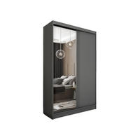 SCHWEBETÜRENSCHRANK Pamela 120 cm mit Spiegel, 2-türig, grau - Grau, Kunststoff (120/216/61cm) - Margaret Hadas24