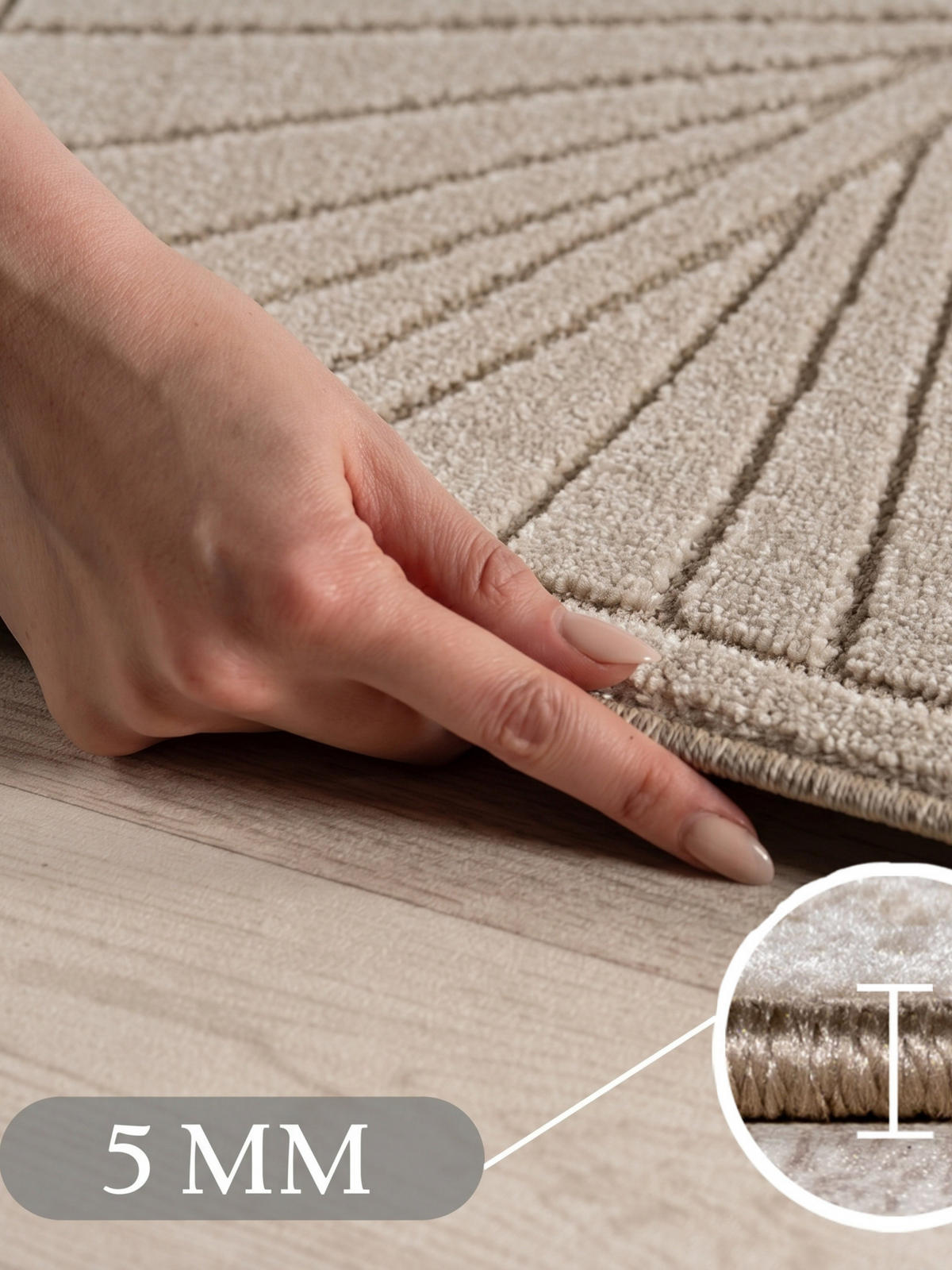 TEPPICH Outdoor, Fußbodenheizung-geeignet, mit Blattmotiv, ENGADIN in Beige, 120 x 170 cm - Beige, Textil (120/170cm) - KADIMA DESIGN