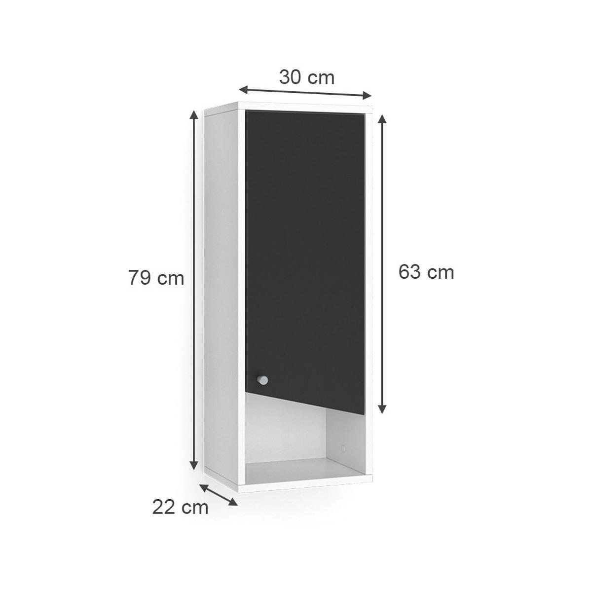 BADSCHRANK Irida Anthrazit/Weiß 30 x 79 cm - Anthrazit/Weiß, Holzwerkstoff (30/79/22cm) - Vicco