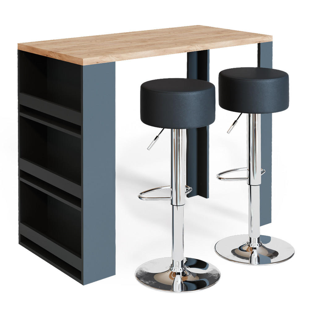 BARTISCH-SET Eiche 57 x 117 cm mit 2 Barhockern - Eichefarben, Holzwerkstoff (57/106/117cm) - Vicco