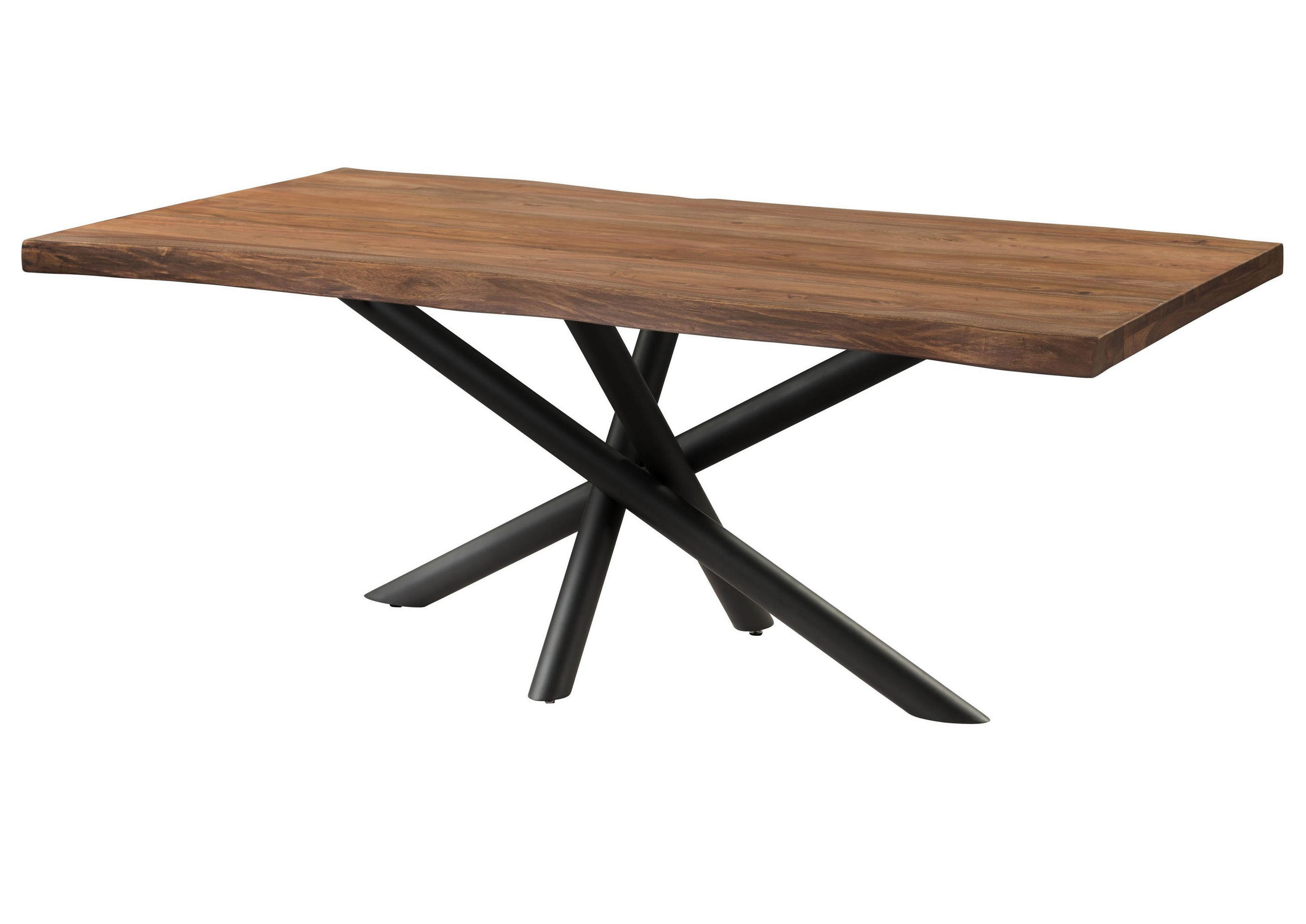 BAUMTISCH Sheesham 220x100x76 grau gebeizt / Mikado-Beine anthrazit matt FREEFORM 5 - Grau, Holz (100/220/76cm) - Massivmoebel24