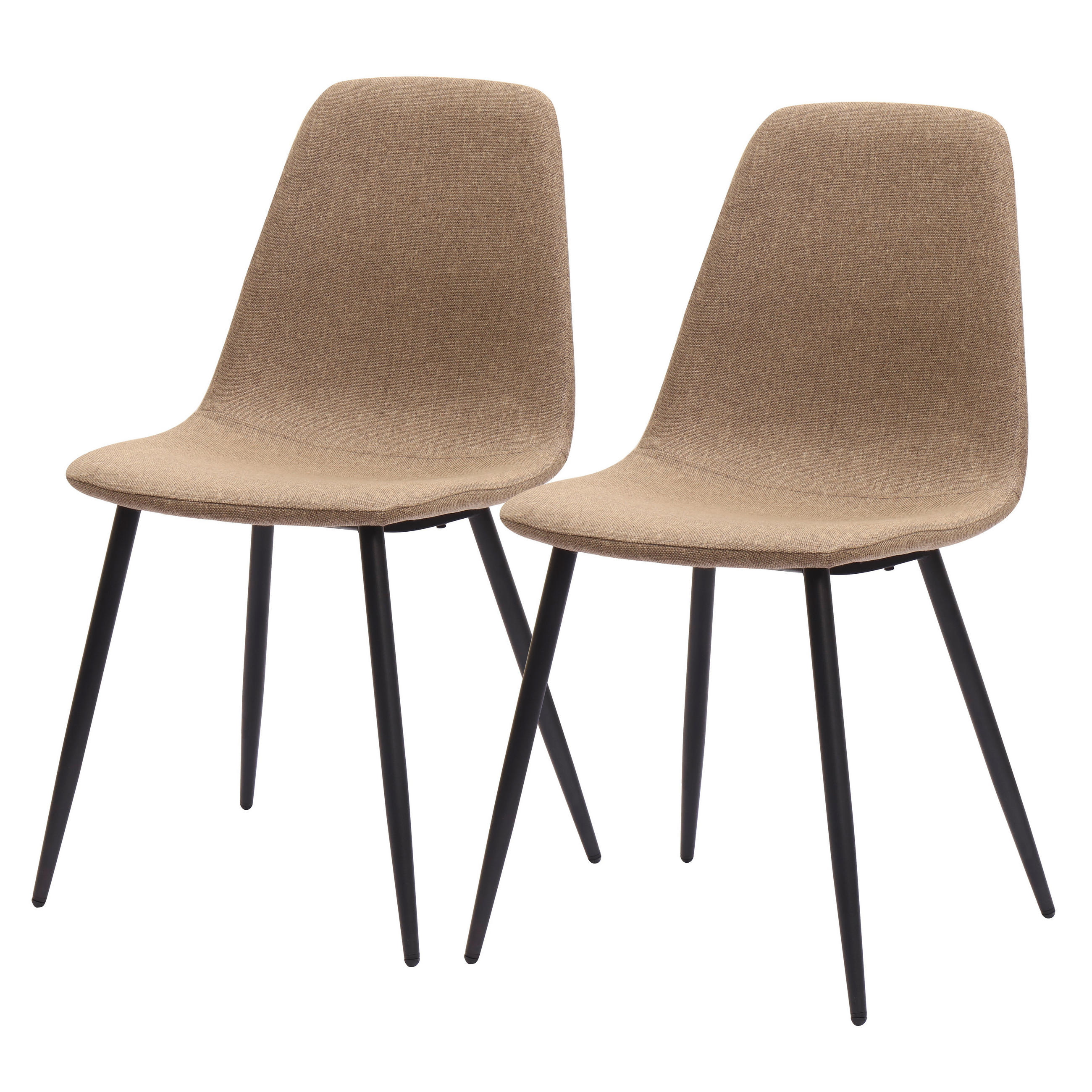 STUHL-SET DE-36873 2 Stück mit Stoffbezug und Metallbeinen Dunkelkhaki - Hellbraun, Metall (52/84.5/43cm) - ComfortXL