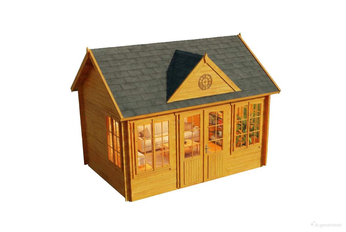 GARTENHAUS Holz Clockhouse - Pinienfarben, Holz (440/336/340cm) - Alpholz