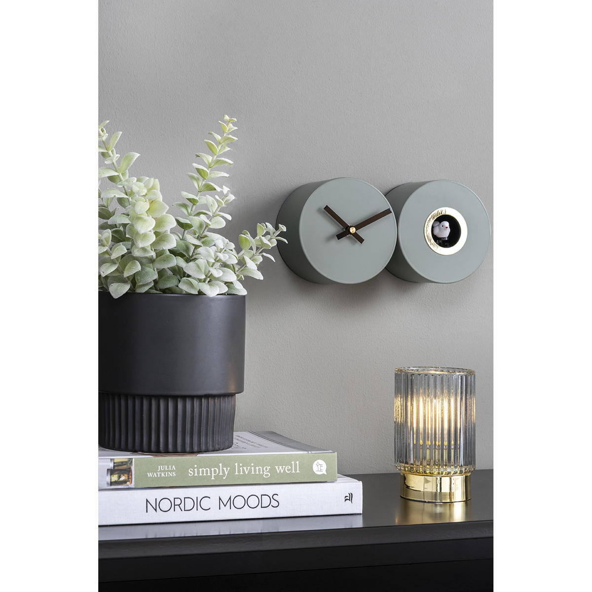 WANDUHR Duo Cuckoo 7.2/26/13 cm - Grün, Metall (26/13/7.2cm) - Karlsson