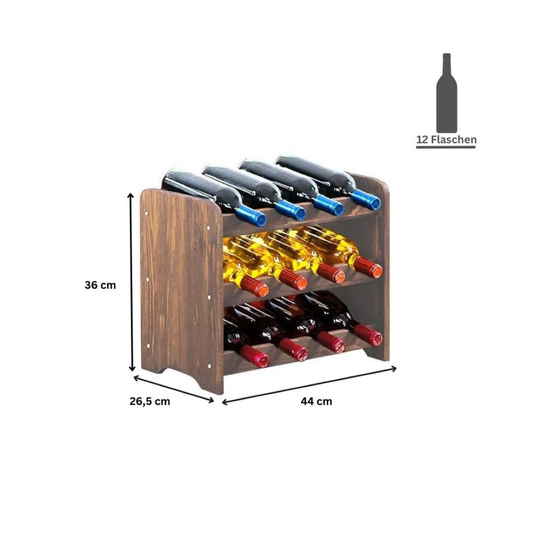WEINREGAL Pinotwine C 36x44x26,5 cm 12 Flaschen Massives Kiefernholz Braun Geölt - Braun, Holz (44/36/26.5cm) - PROREGAL