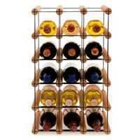 WEINREGAL Vinotega Mod Metal 52,5x32,5x24,5 cm 3x5 Flaschen Massives Kiefernholz Braun Geölt - Braun, Holz (32.5/52.5/24.5cm) - PROREGAL
