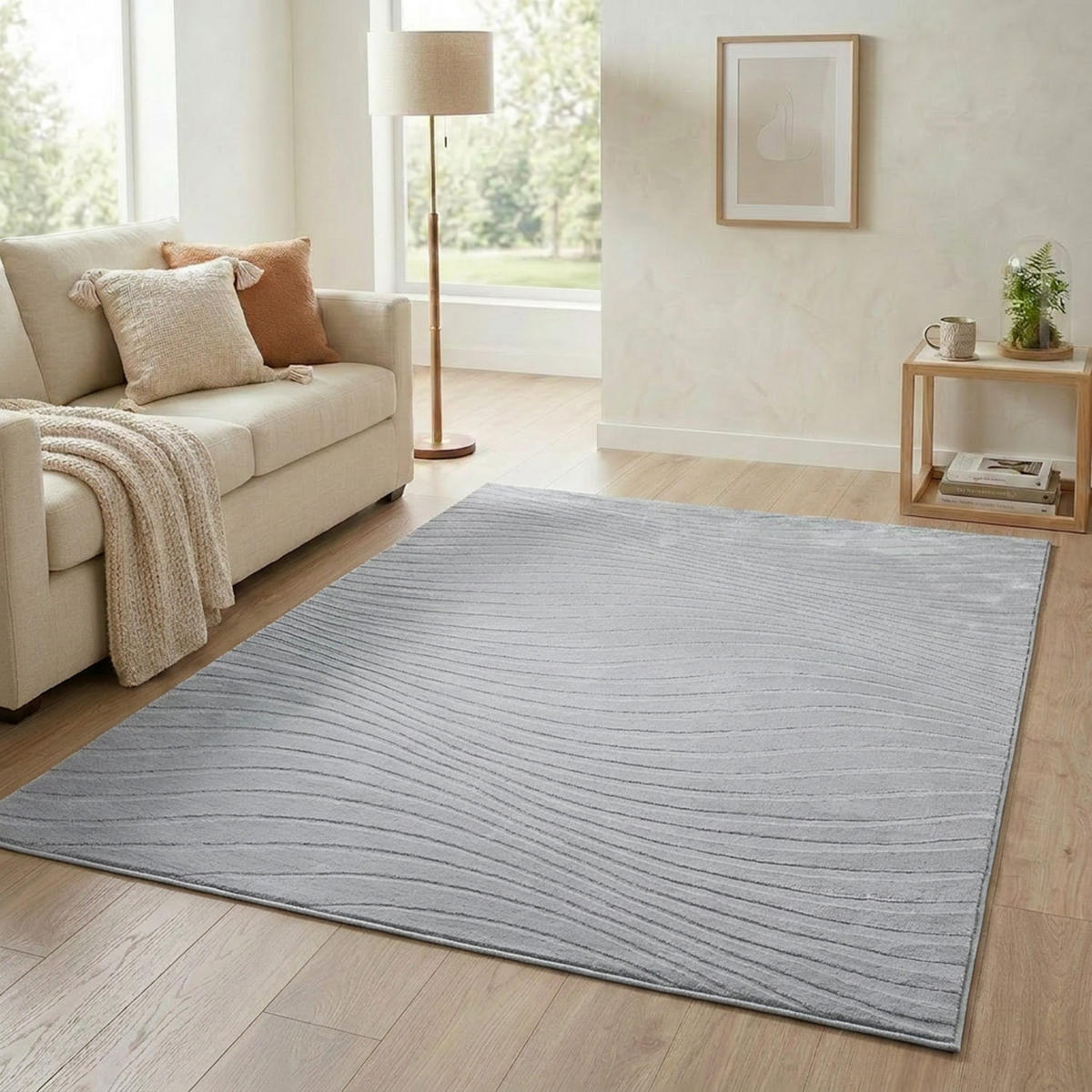 KURZFLOR-TEPPICH Waves 503 Grau 120x170 cm - Grau, Textil (120/170cm) - carpet city
