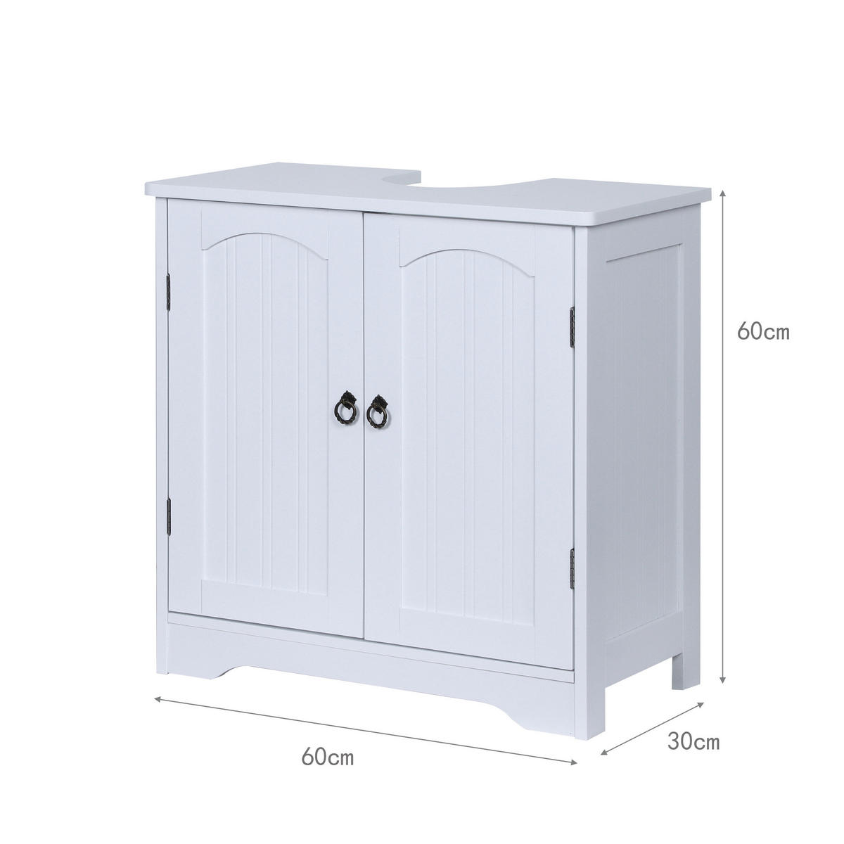 WASCHBECKENUNTERSCHRANK - Weiß, Holzwerkstoff/Metall (60/60/30cm) - Relaxdays