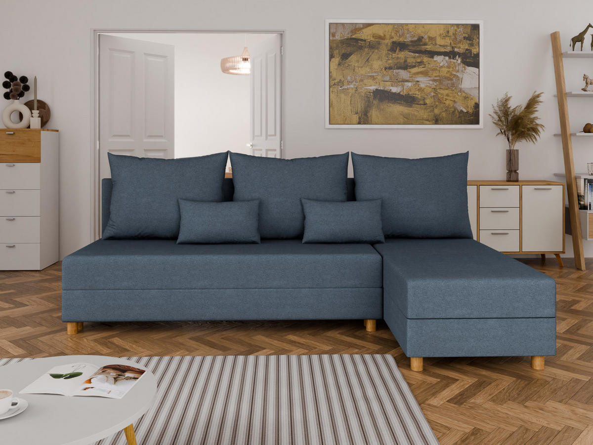 ECKSOFA Lellice L-Form- links oder rechts montierbar, blau - Blau, Holz (214/122cm) - Panda Möbel