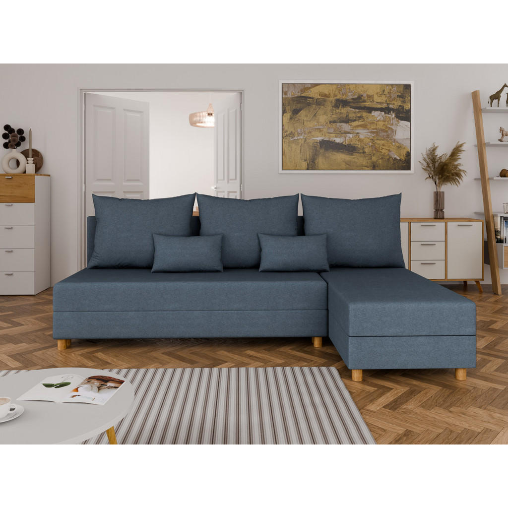 Thumbnail - Panda Möbel Ecksofa, Blau, Holz, 214x122 cm, Wohnzimmer, Sofas & Couches, Wohnlandschaften, Ecksofas