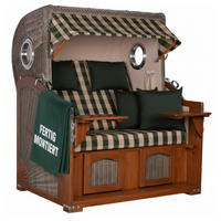 STRANDKORB 2-Sitzer Düne Mahagoni 506 - Dunkelgrün/Braun, Holz (125/170/80cm) - Mr. Deko