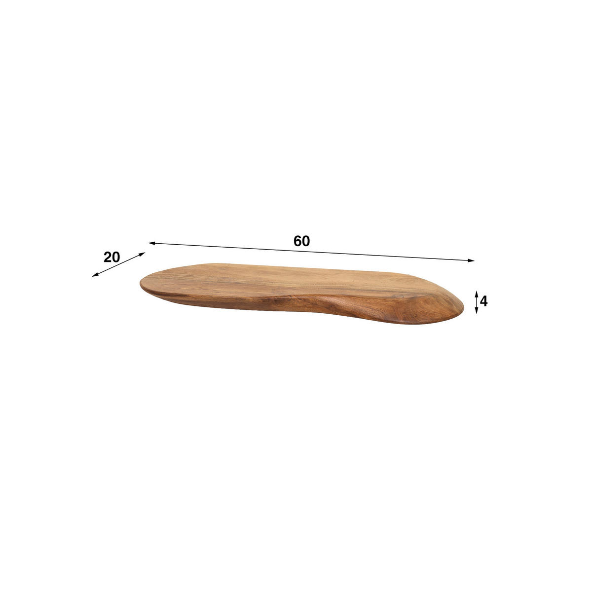 WANDREGAL Kim Braun 20/60/ 4 cm - Braun, Holz (60/4/20cm) - Hoyz Collection