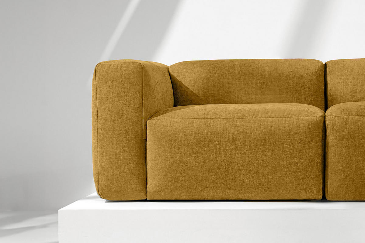 2,5-SITZER-MODULSOFA BUFFO mit extrem weicher und bequemer Sitzfläche, Gewebestoff, Honig - Honig, Textil (250/73/96cm) - KONSIMO®