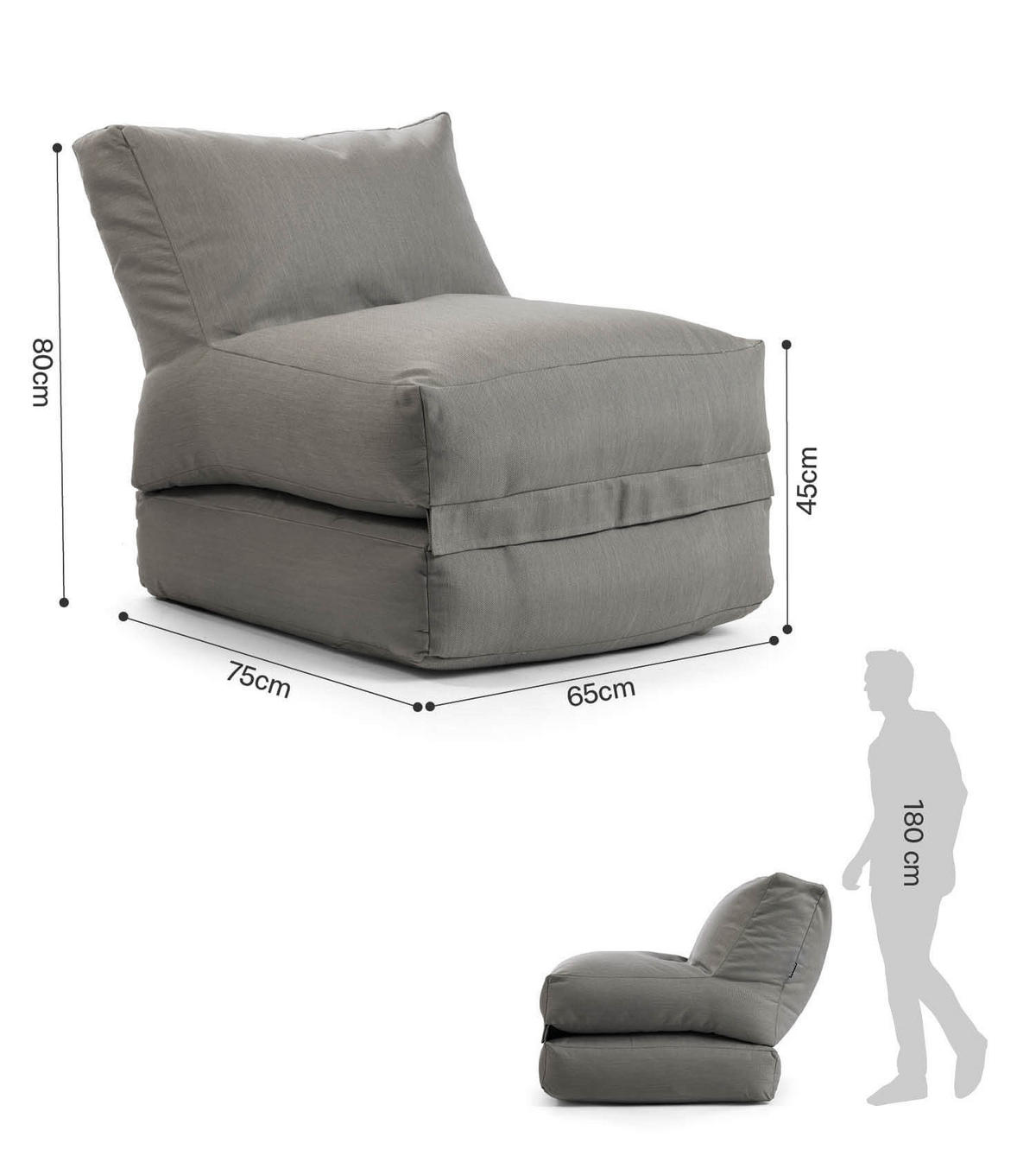 SITZSACK Der Summerdream - Schwarz/Grau, Textil (65/80/75cm) - Mokebo