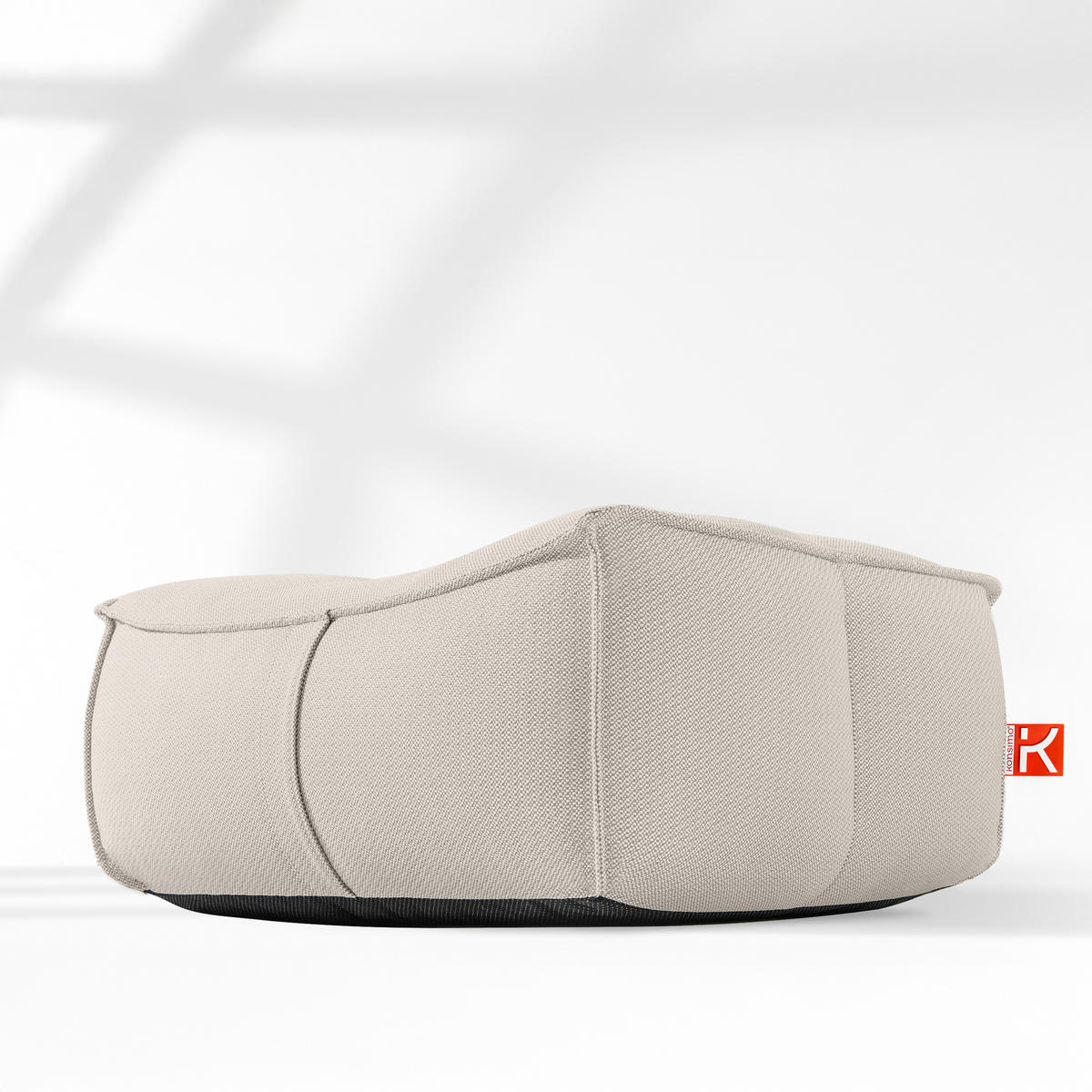 GARTENLOUNGE-HOCKER LOVIA Outdoof Pouf, Dunkelbeige/Weiß - Beige, Textil (90/41/75cm) - KONSIMO®