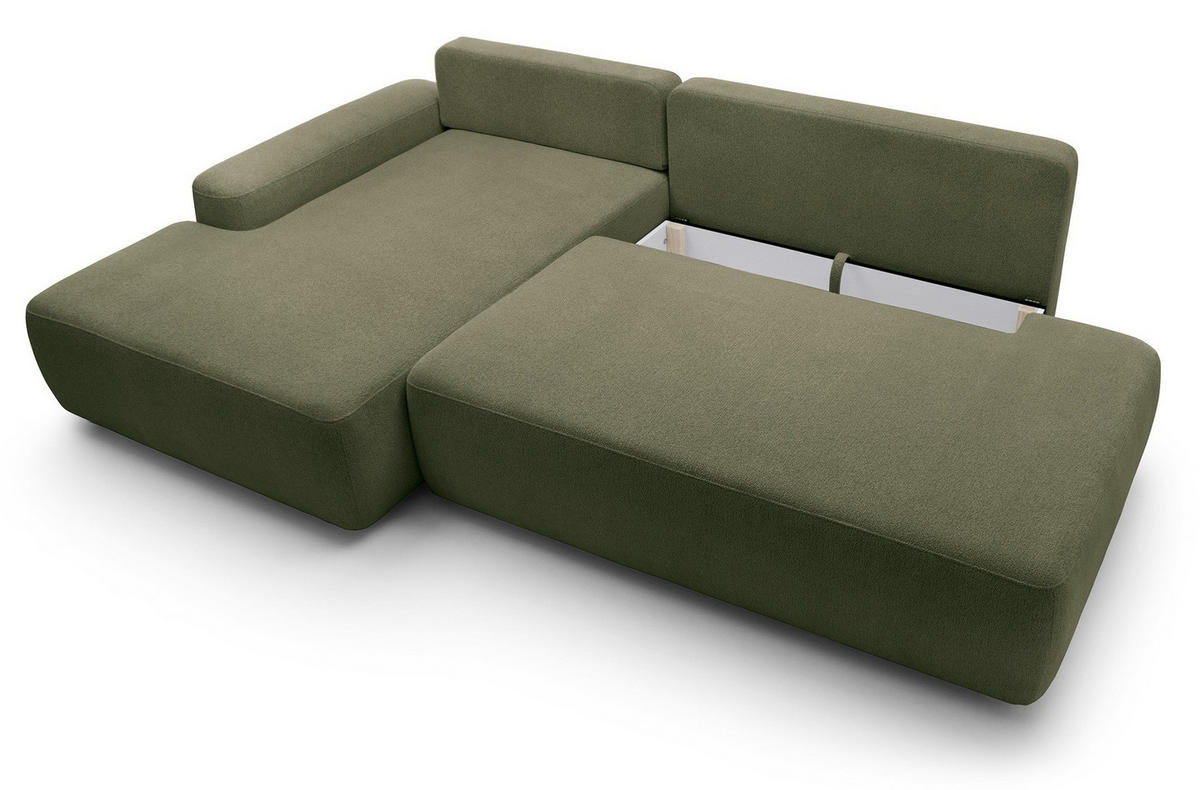 ECKSOFA 275 cm mit Schlaffunktion Orea O, Links, Grün - Grün, Holz (276/164cm) - Emporius
