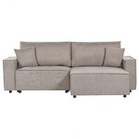 3-SITZER-ECKSOFA taupe rechtsseitig mit Schlaffunktion Stauraum Karila - Taupe, Textil (250/150cm) - Beliani
