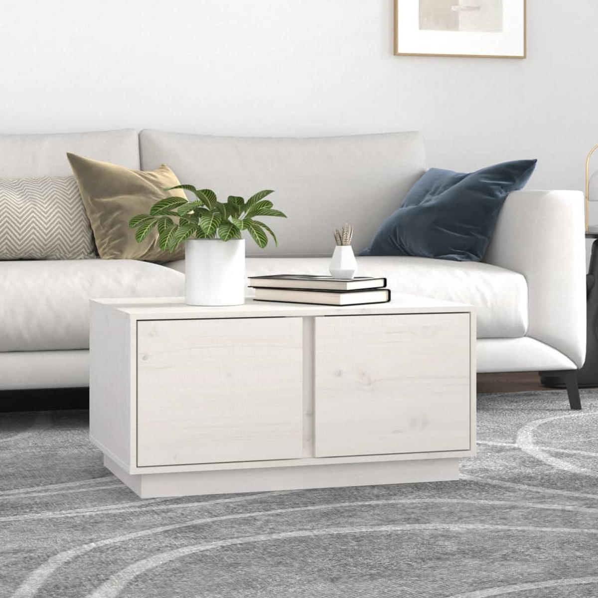 COUCHTISCH Weiß 80x50x40 cm Massivholz Kiefer - Weiß, Holz (80/50/40cm) - furnicato