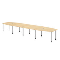 KONFERENZTISCH XXL KT52 130/520/74 cm in Ahornfarben/Füße in Silberfarben - Silberfarben/Ahornfarben, Holzwerkstoff (130/520/74cm) - bümö