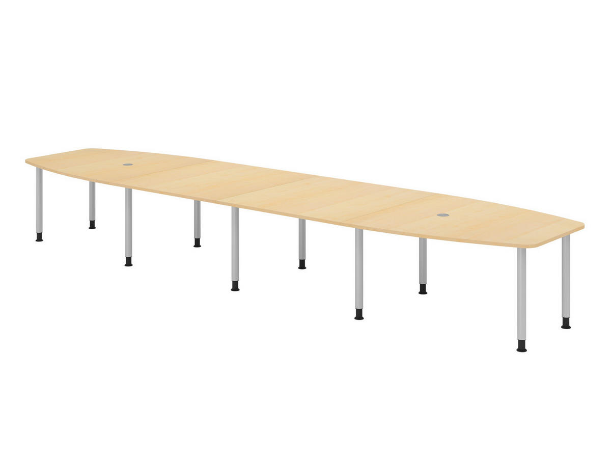 KONFERENZTISCH XXL KT52 130/520/74 cm in Ahornfarben/Füße in Silberfarben - Silberfarben/Ahornfarben, Holzwerkstoff (130/520/74cm) - bümö