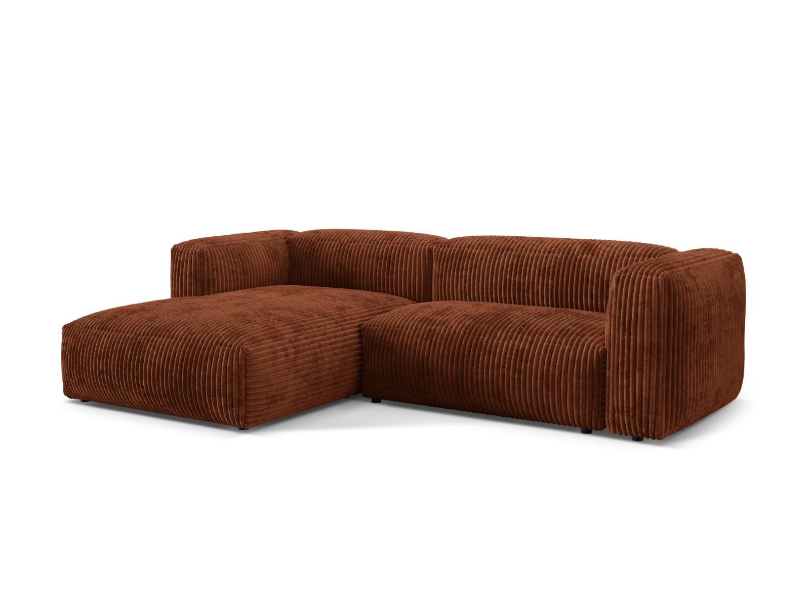 ECKSOFA modular links Martina aus Cord ziegelrot 2 Sitzplätze - Orange, Textil (176/283cm) - Micadoni