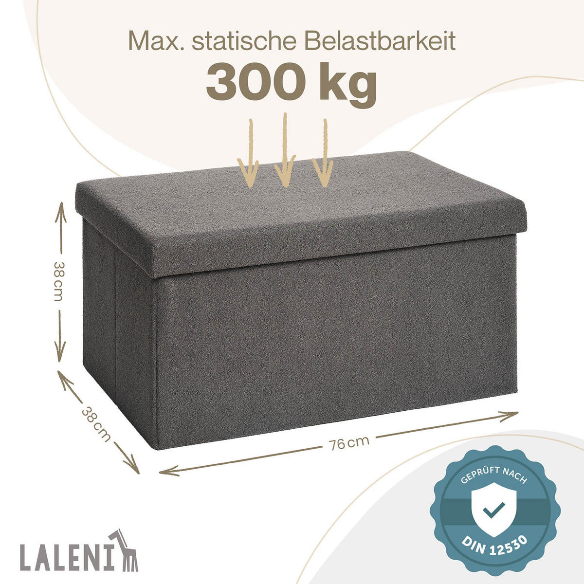 SITZBANK 76/38/38 cm, faltbar, Dunkelgrau - Dunkelgrau, Kunststoff (38/38/76cm) - Laleni