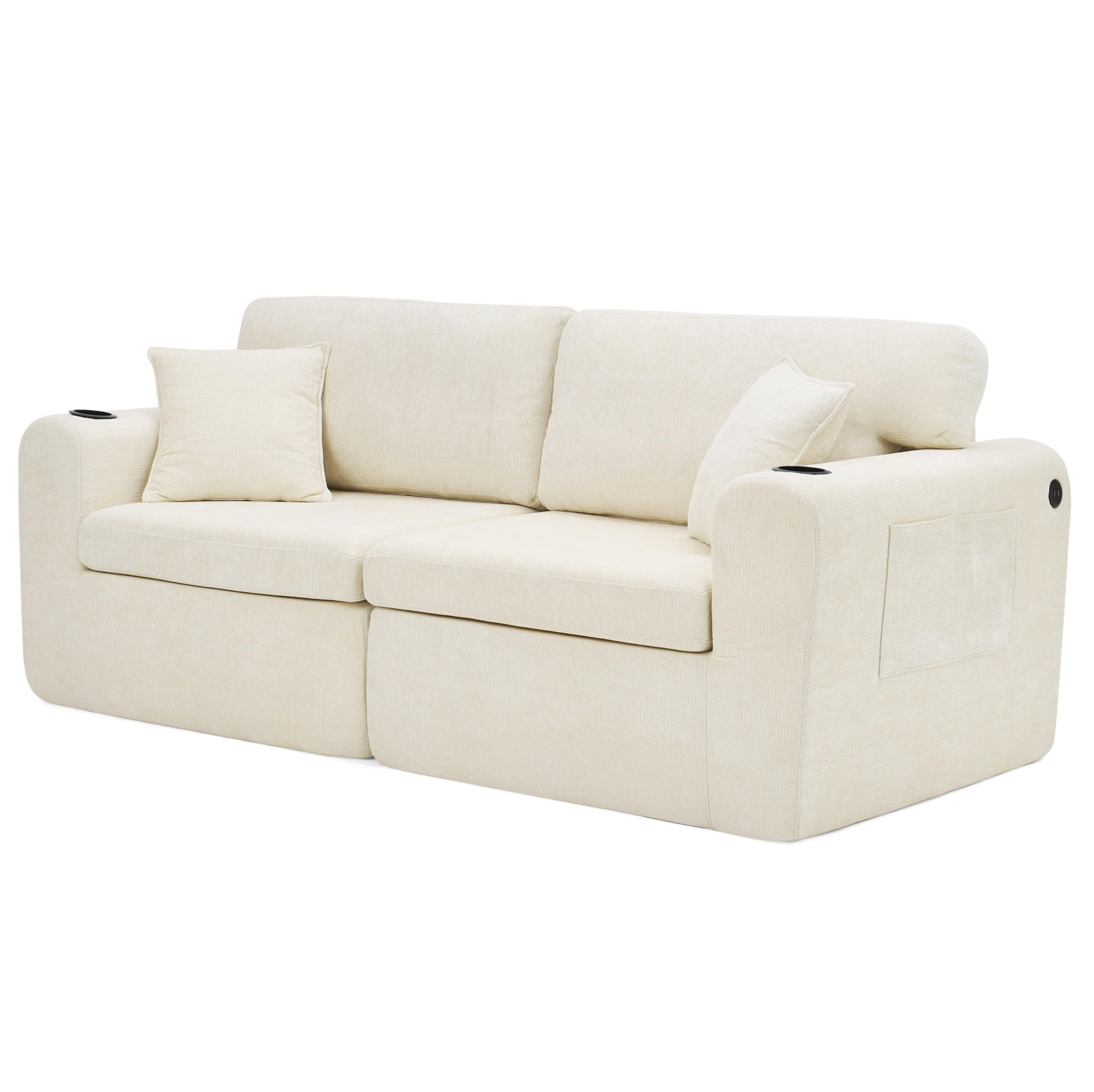 SOFA 2-Sitzer Chenille Beige - Beige, Kunststoff (220/89/100cm) - Meubliv