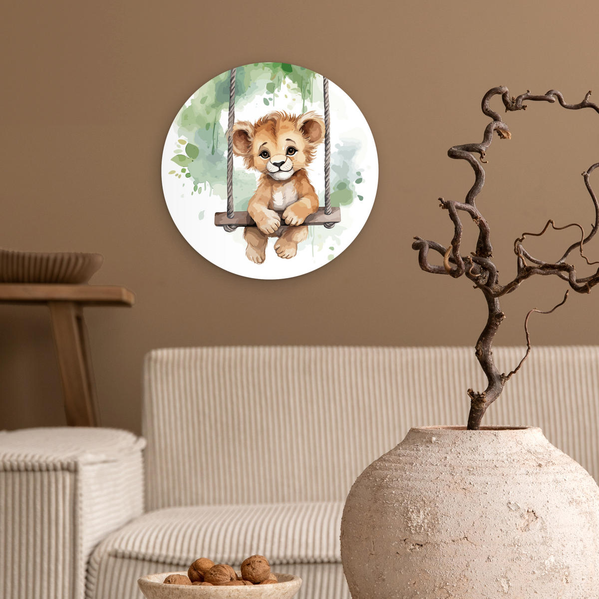 WANDBILD Löwe - Tier - Kinder - Dschungel 30x30 cm - Hellbraun, Kunststoff (30/30cm) - MuchoWow