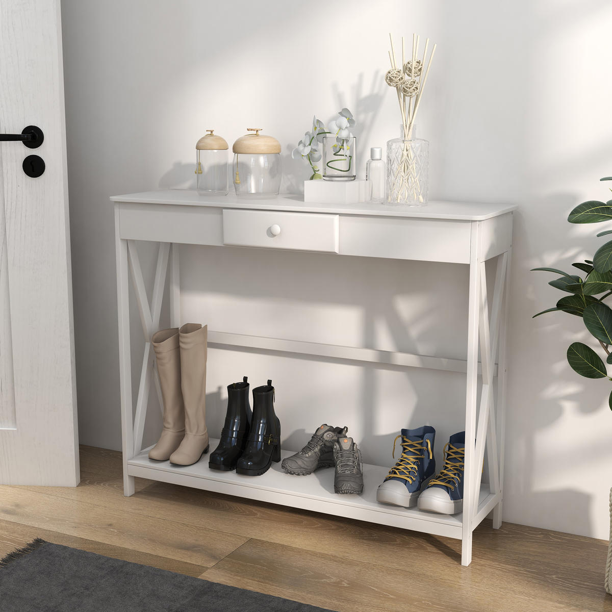 KONSOLENTISCH Weiß MDF 1 Stück - Weiß, Kunststoff (100/30/81cm) - GiPP