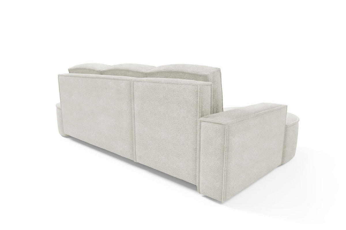 ECKSOFA Flow Weiß, mit Schlaffunktion und Kissen in Abriamo Stoff, rechte seite - Weiß, Holzwerkstoff/Textil (277/157cm) - Bettso
