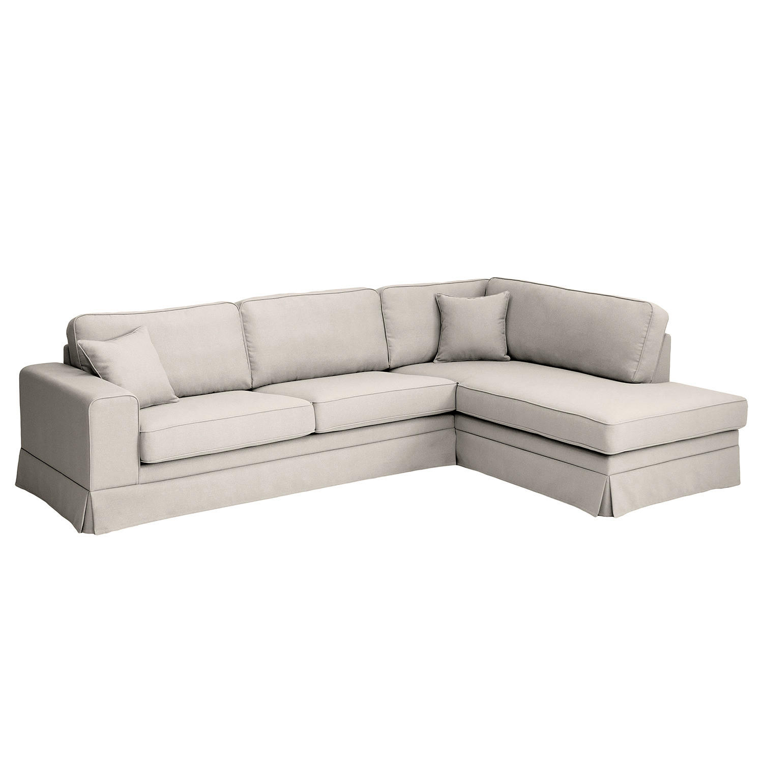 ECKSOFA mit Husse - Ottomane, Webstoff - Hellgrau/Schwarz, Kunststoff/Textil (297/210cm) - home24