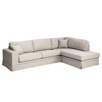 ECKSOFA mit Husse - Ottomane, Webstoff - Hellgrau/Schwarz, Kunststoff/Textil (297/210cm) - home24
