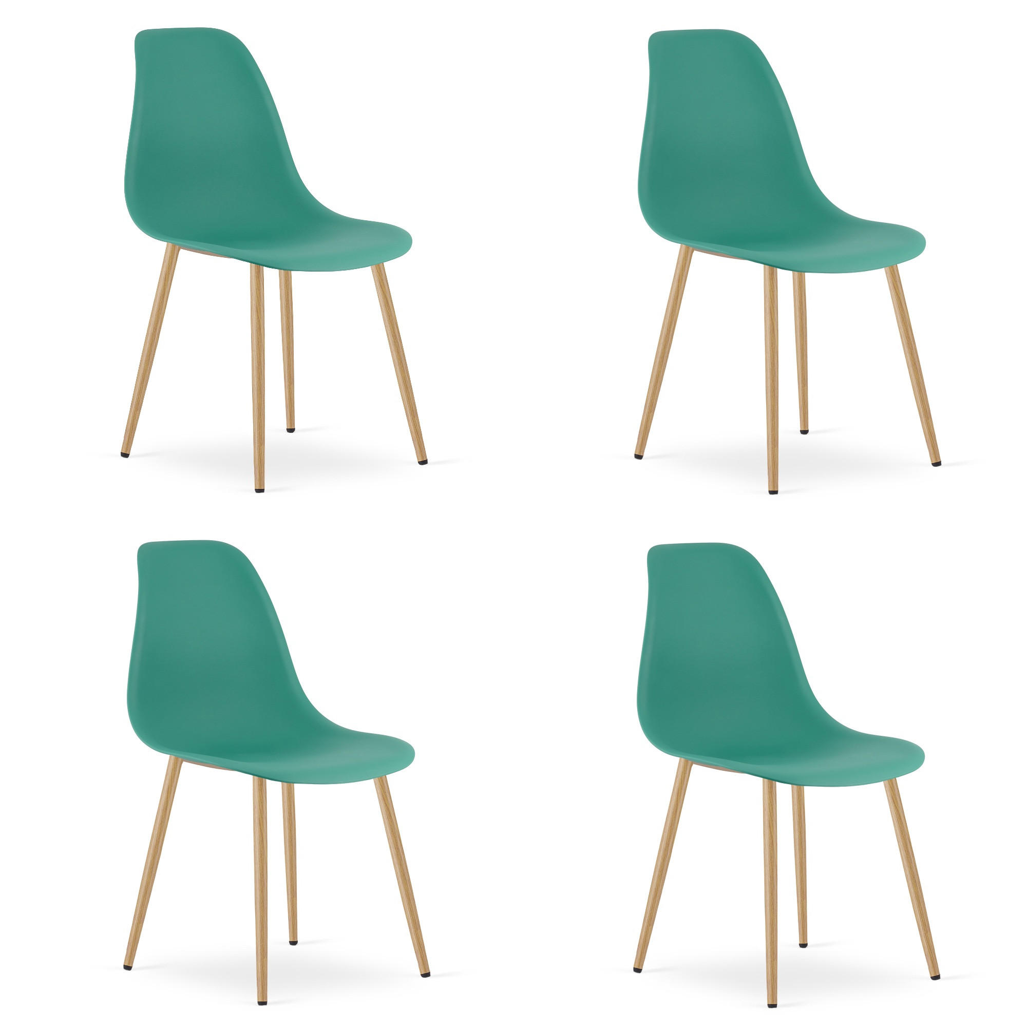 ESSZIMMERSTUHL 4-er Set KALEO grüner Sitz, natürliche Beine - Naturfarben/Grün, Kunststoff (46/84/51cm) - Valora