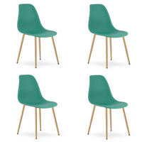 ESSZIMMERSTUHL 4-er Set KALEO grüner Sitz, natürliche Beine - Naturfarben/Grün, Kunststoff (46/84/51cm) - Valora