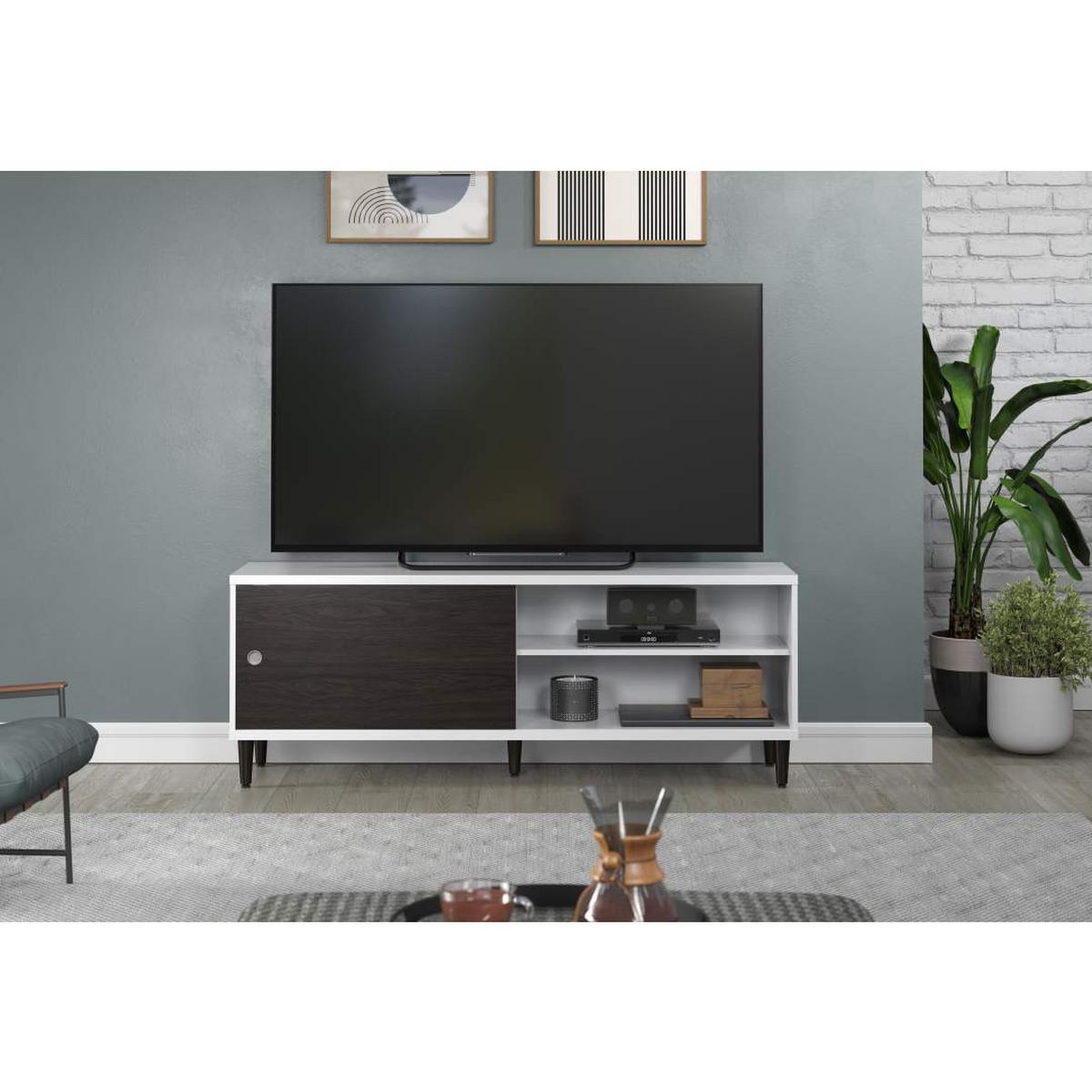 TV TISCH weiß - Weiß, Holzwerkstoff (150/56/40cm) - ebuy24