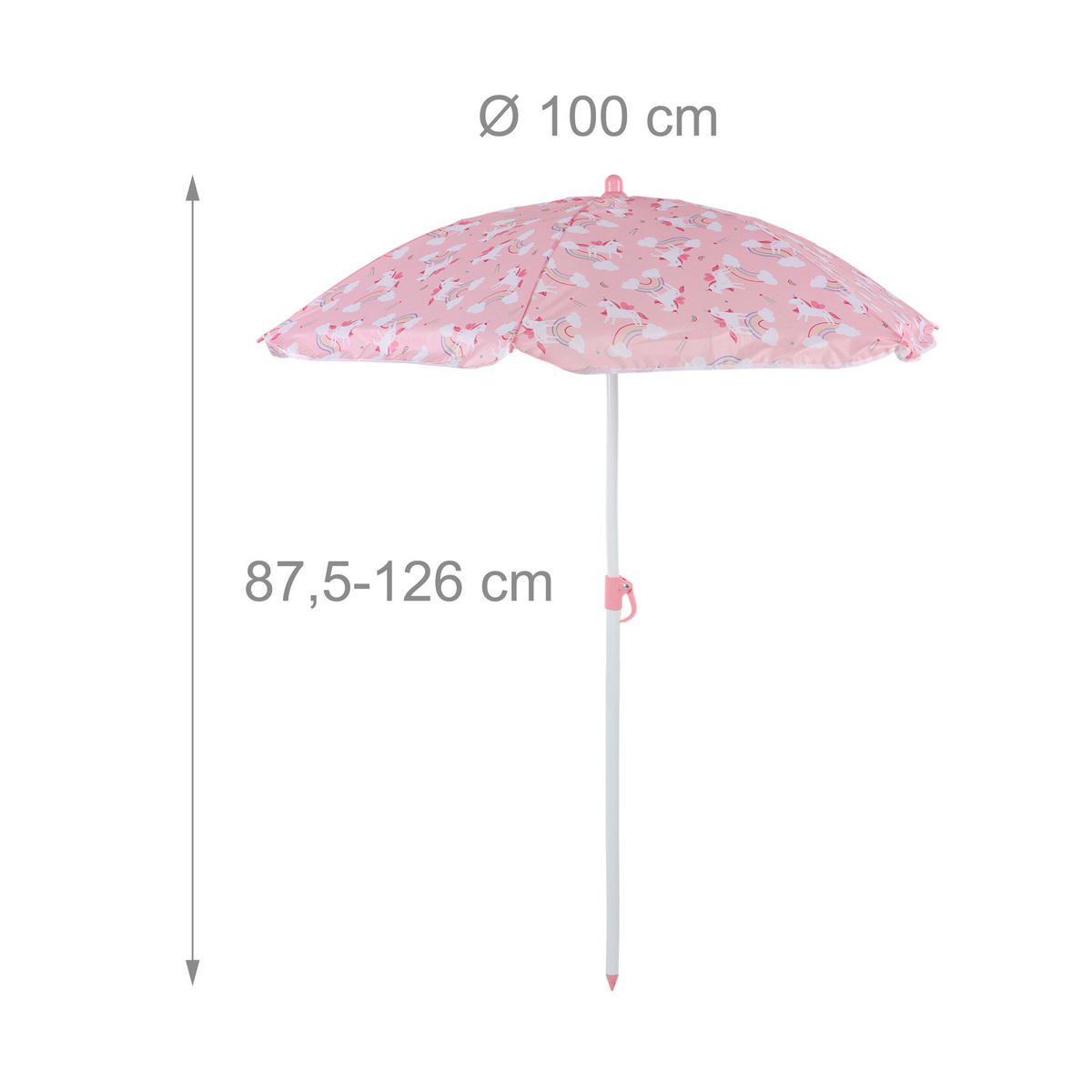 KINDERSITZGRUPPE Mehrfarbig 4-tlg.-Set mit Schirm Einhorn - Rosa, Kunststoff/Textil - Relaxdays