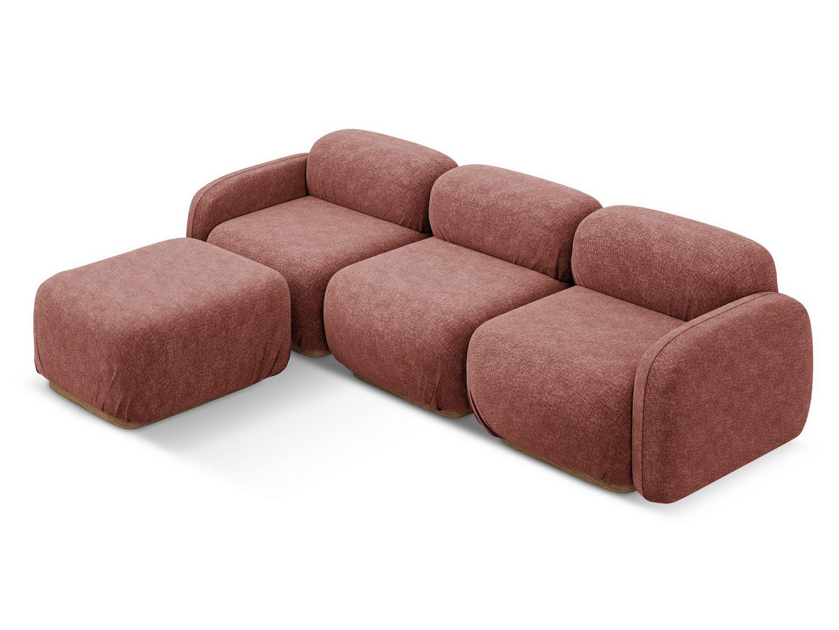 ECKSOFA Beidseitig Chenille Stoff Pink - Pink/Hellrosa, Holz/Textil (270/190cm) - Makamii