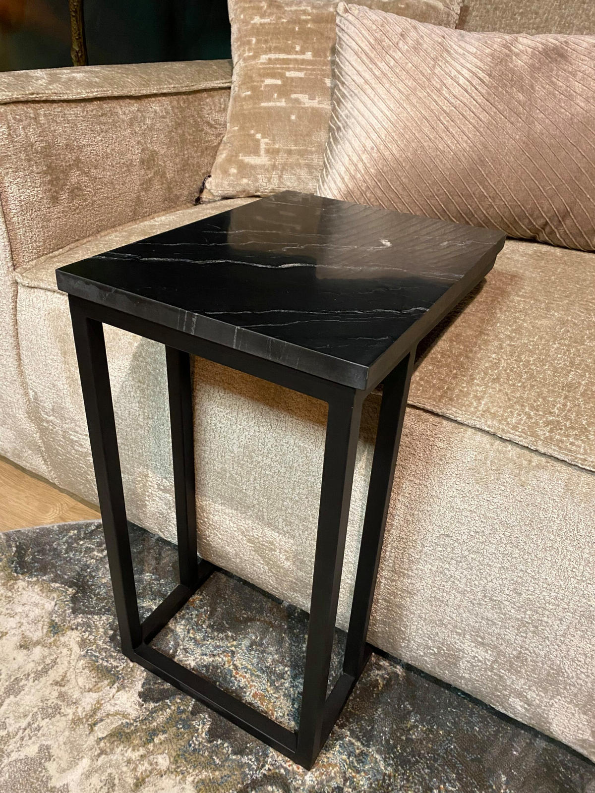 BEISTELLTISCH Astra Marmor 40 cm / 30 cm Schwarz - Schwarz, Stein (30/40/54cm) - Villa Möbel