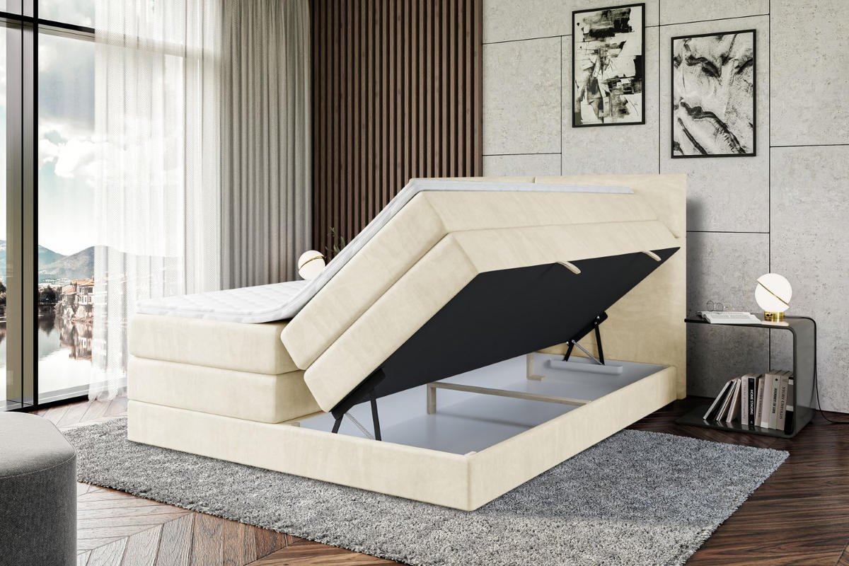 BOXSPRINGBETT BOXI3 KING - 140x200 - H3/H4 - Beige - Beige, Holzwerkstoff (140/200cm) - ALTDECOR