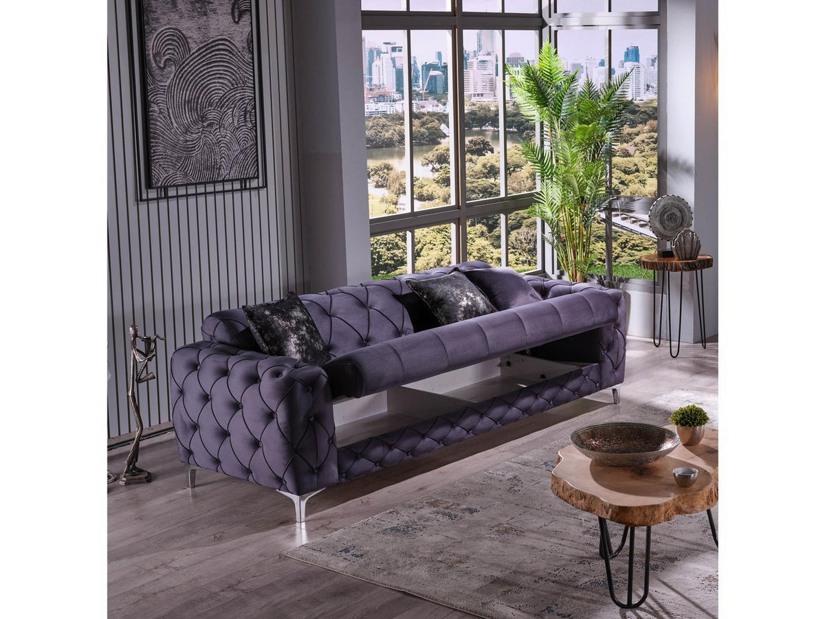 3-SITZER SOFA Acelya Anthrazit - Anthrazit, Holzwerkstoff/Kunststoff (240/85/100cm)