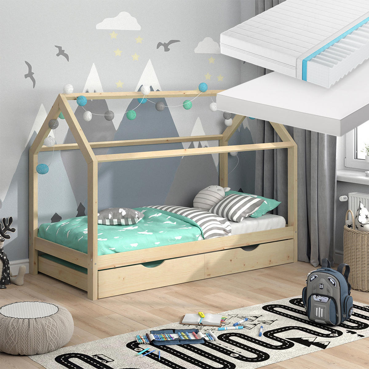 DOMEČKOVÁ POSTEL Wiki Přírodní dřevo - přírodní, dřevo (90/200cm) - VitaliSpa